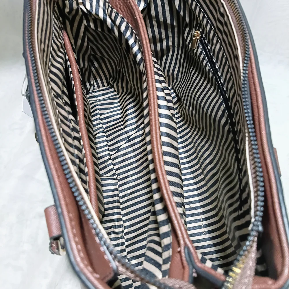 Allyssa Brown Handbag with Paired Pink Patterm Wallet, NWT